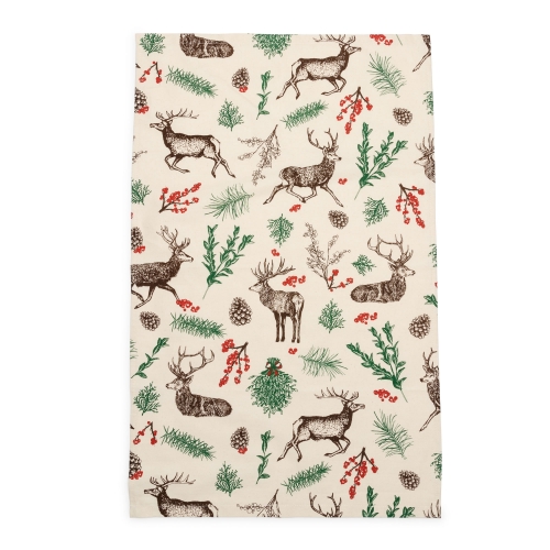 Cherith Harrison Christmas Reindeer Unbleached Cotton Tea Towel