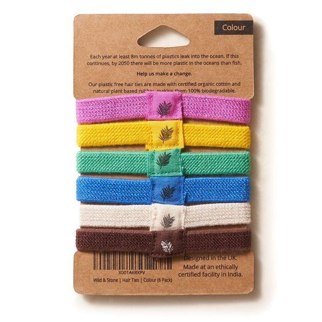 Plastic Free Hair Ties - 6 Pack - Multi Colour (Back)