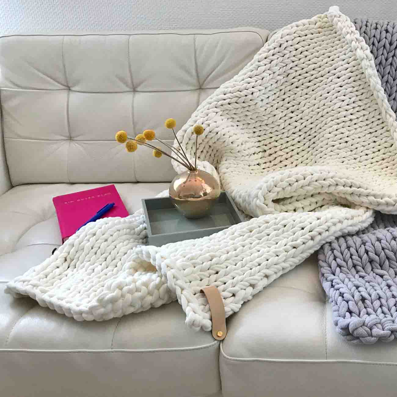 baumwolldecke grau weiß-1300