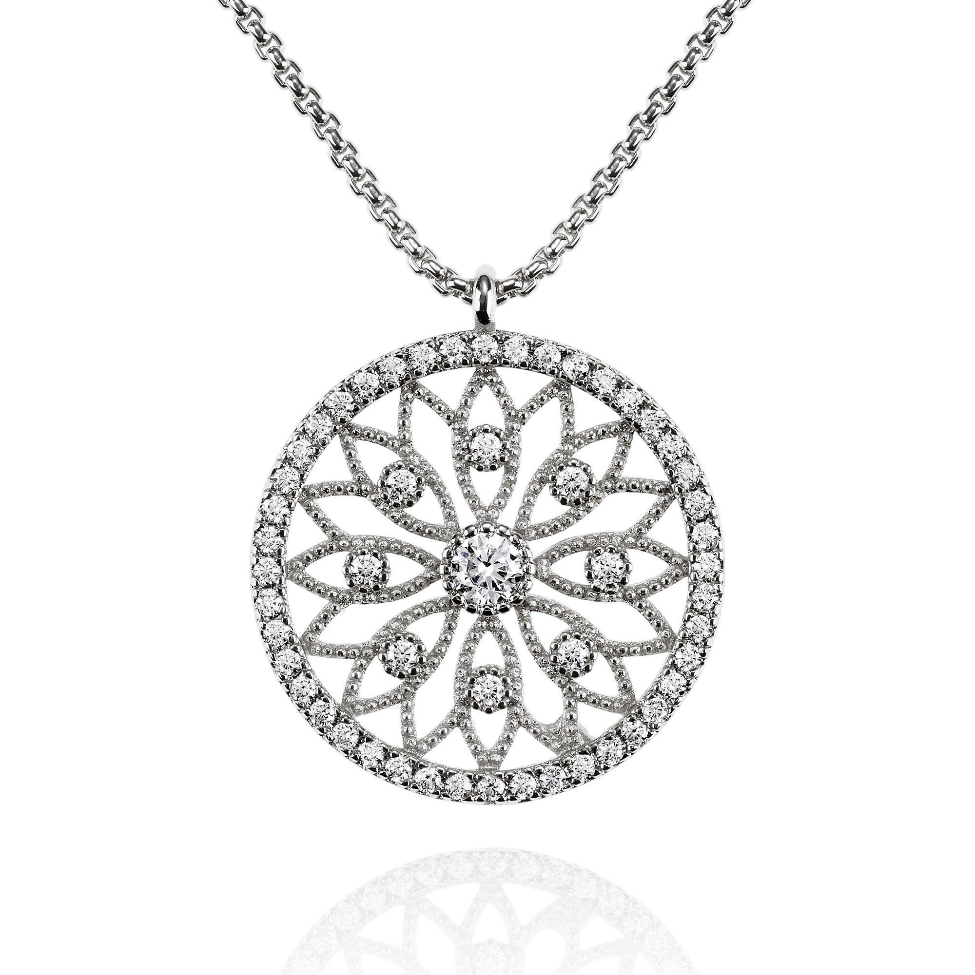 Mandala Arabesque Pendant Necklace with Cubic Zirconia 1 Mandala Arabesque Pendant Necklace with Cubic Zirconia