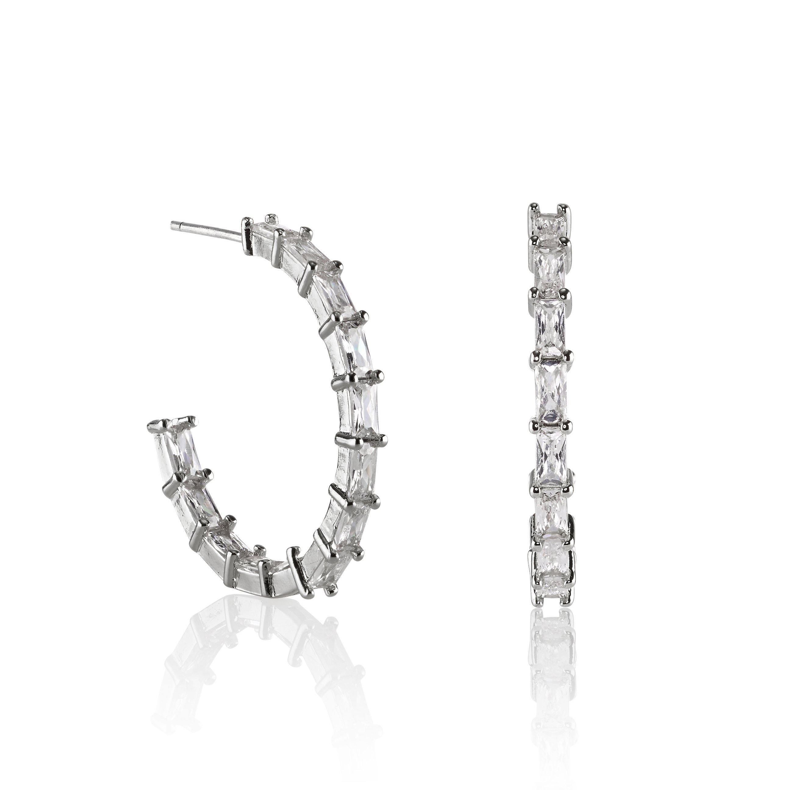Hoop Earrings for Women with Cubic Zirconia Stones 1 Hoop Earrings for Women with Cubic Zirconia Stones