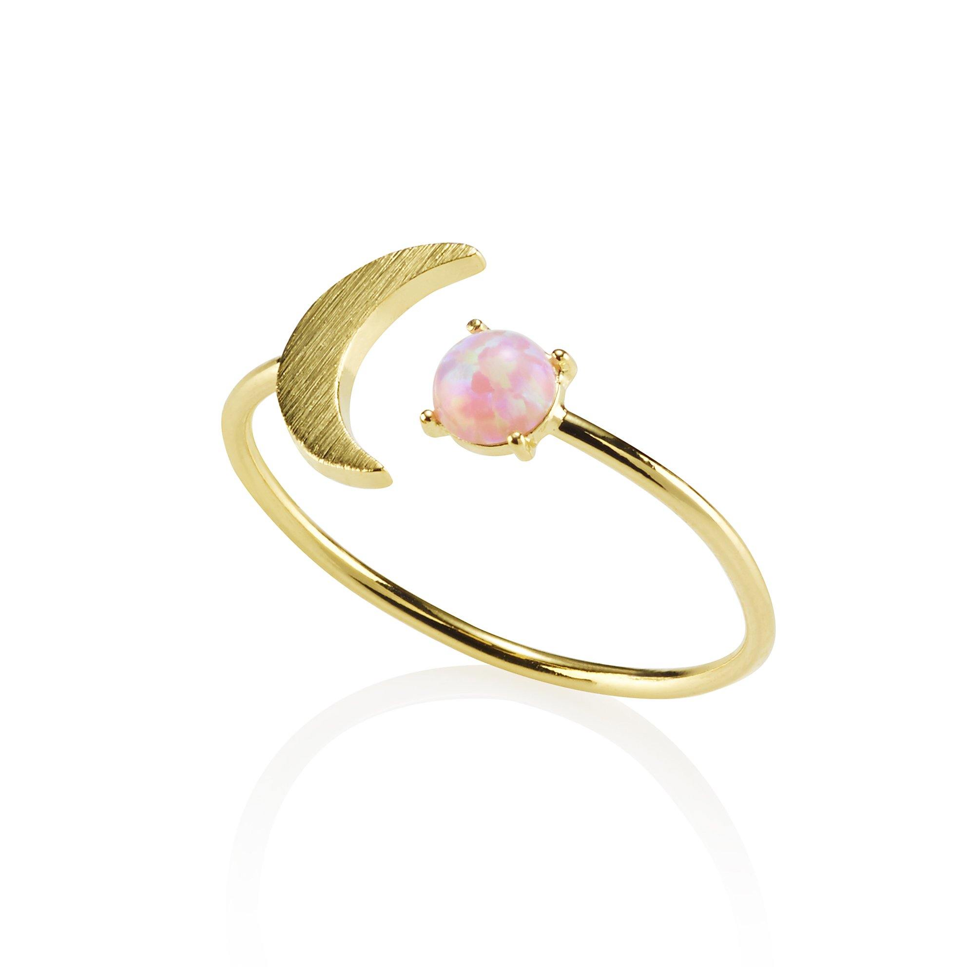 Gold Ring with a Created Pink Opal 1 Gold Ring with a Created Pink Opal