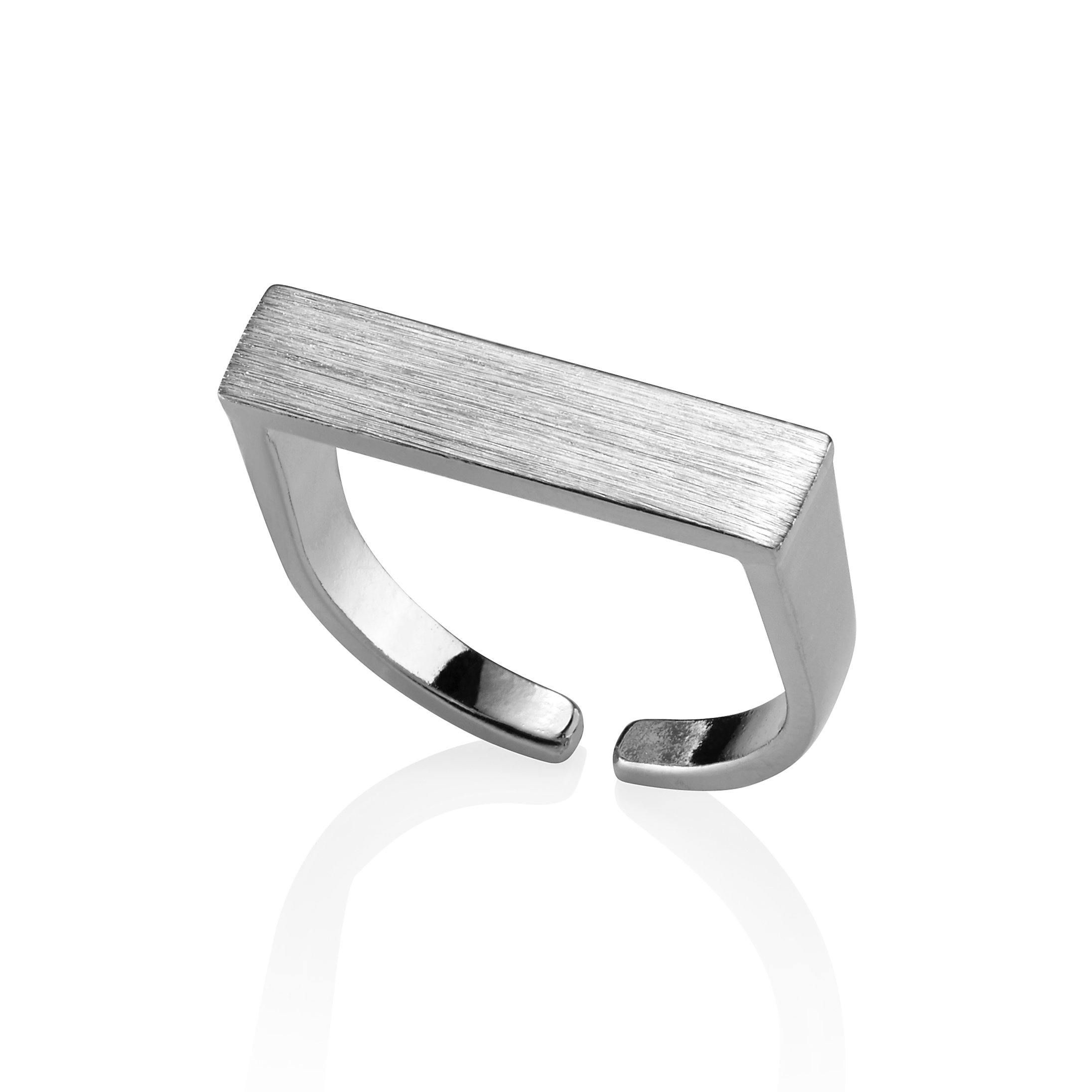 Adjustable Plain Silver Bar Ring for Women 1 Adjustable Plain Silver Bar Ring for Women
