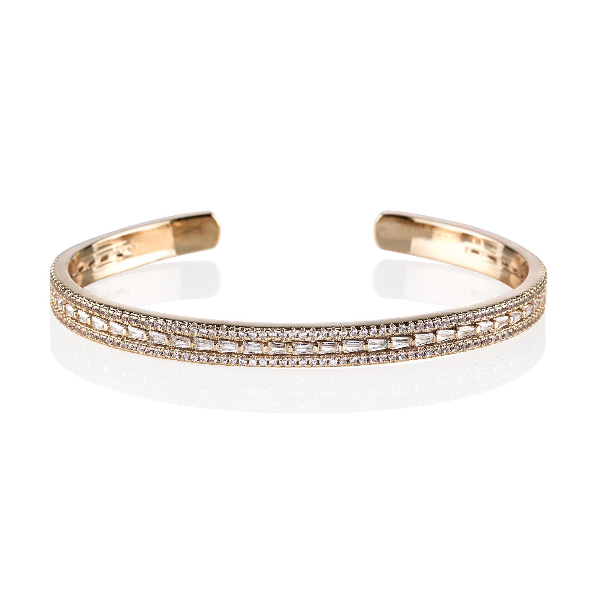 Rose Gold Paragon Cuff Bangle with Cubic Zirconia 1 Rose Gold Paragon Cuff Bangle with Cubic Zirconia