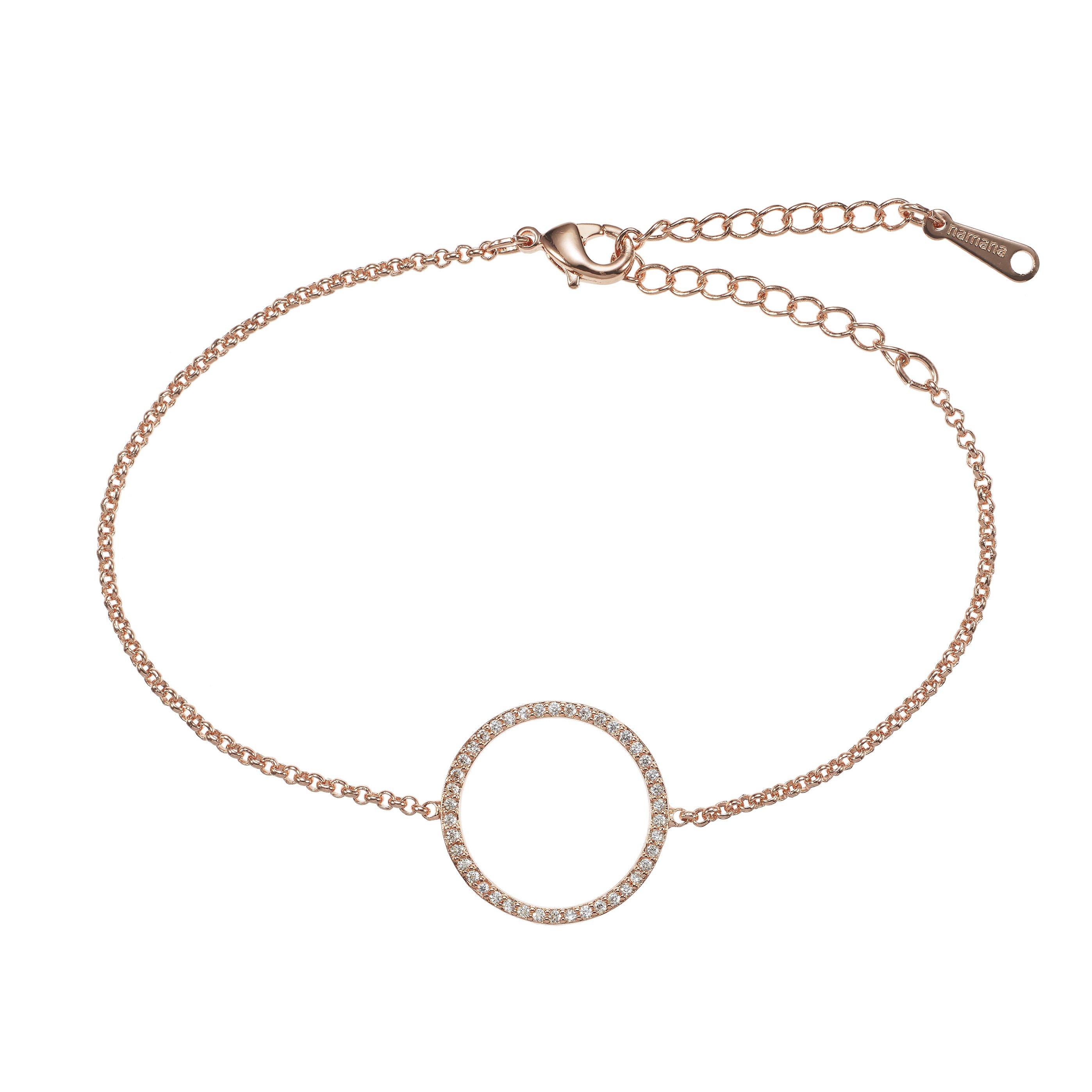 Rose Gold Circle Bracelet with Cubic Zirconia 1 Rose Gold Circle Bracelet with Cubic Zirconia