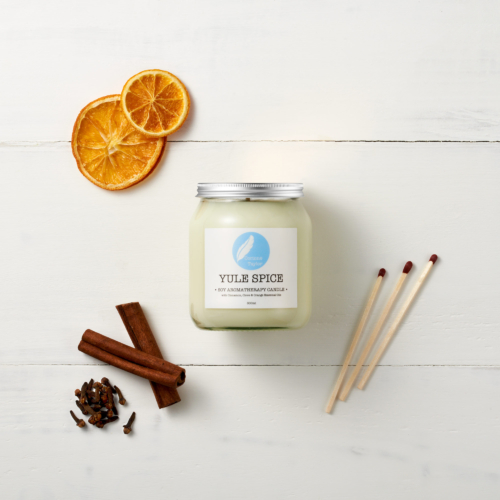 Yule Spice Soy Aromatherapy candle with cinnamon, clove and orange essential oils. natural candle, Christmas, festive, vegan, organic, cruelty free, xmas, gifts