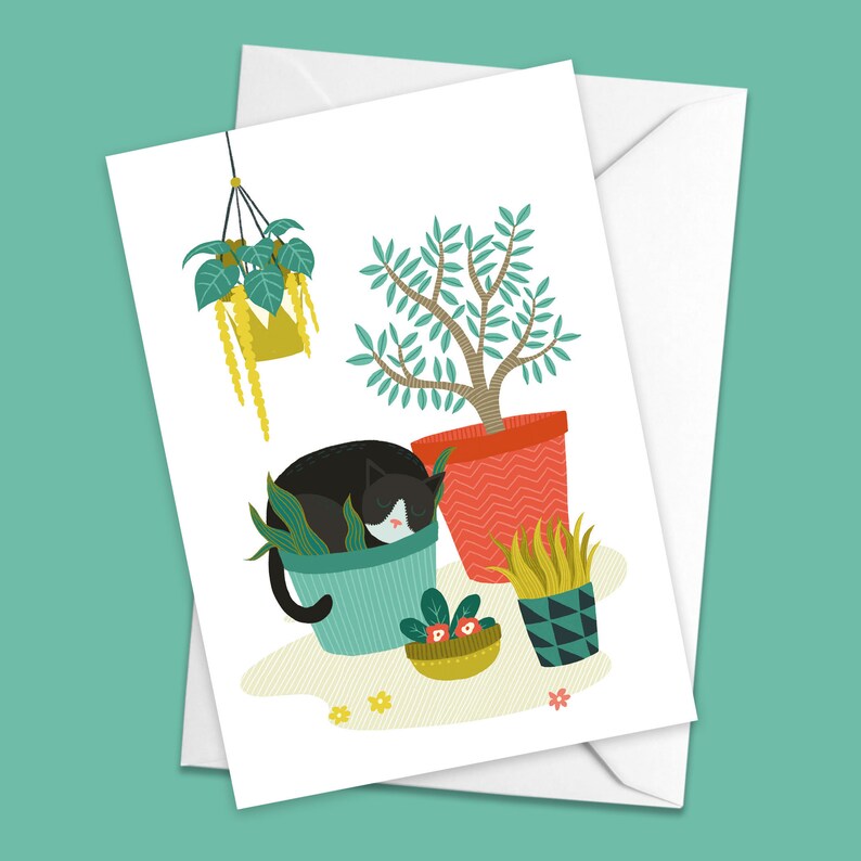 Cat Sleeping in a Pot - Pack of 6