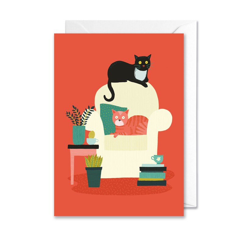 Sofa Cats A6 Card - Pack of 6