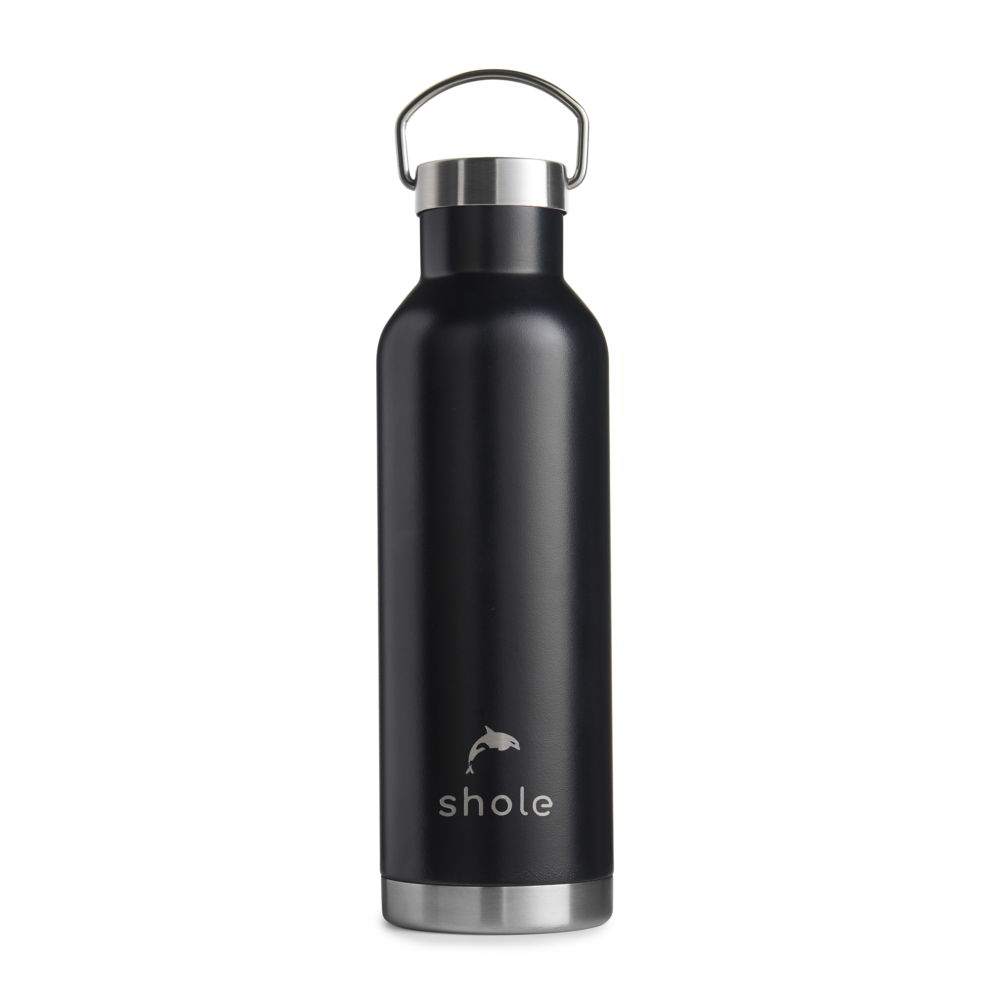 shole_sustainable_insulated_water_bottle_black_main_image_shole_logo