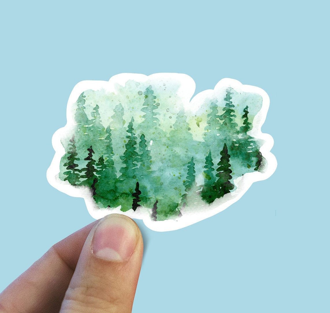 Lush green forest scene vinyl sticker 1 Lush green forest scene vinyl sticker