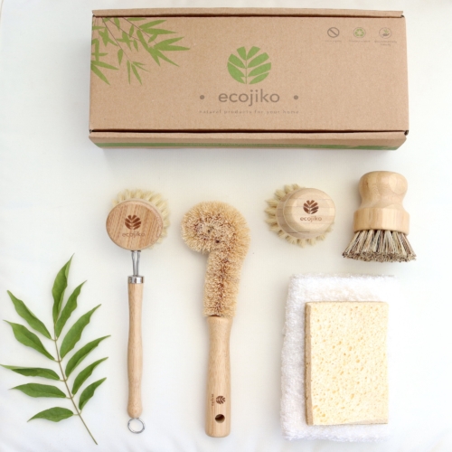 ecojiko bamboo dish brush and cleaning set