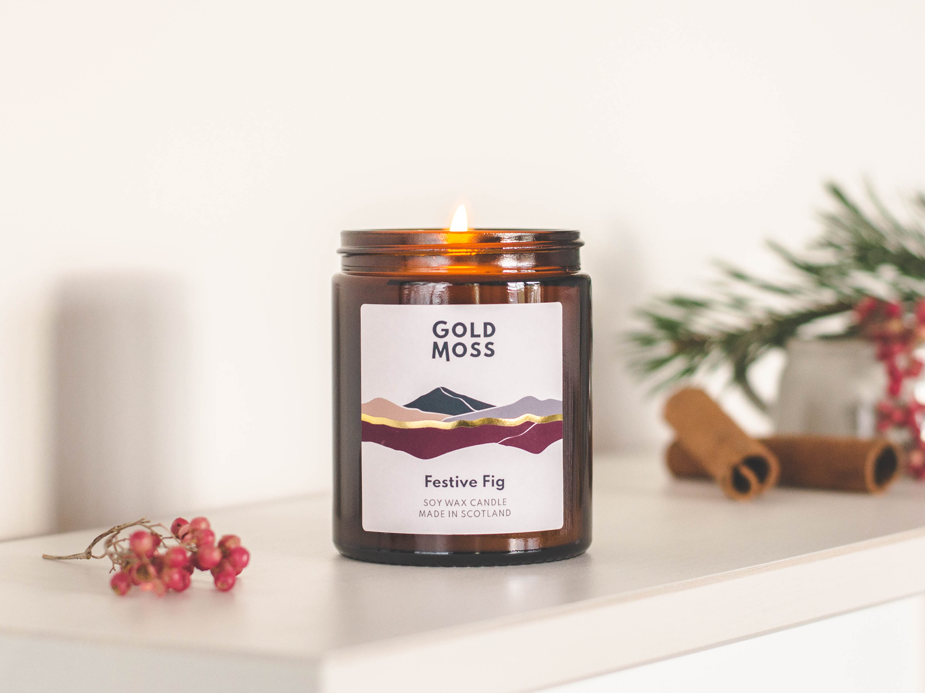 Gold Moss Festive Fig Soy Wax Candle