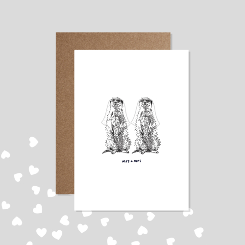 mrs + mrs - animal greeting card- bamber prints