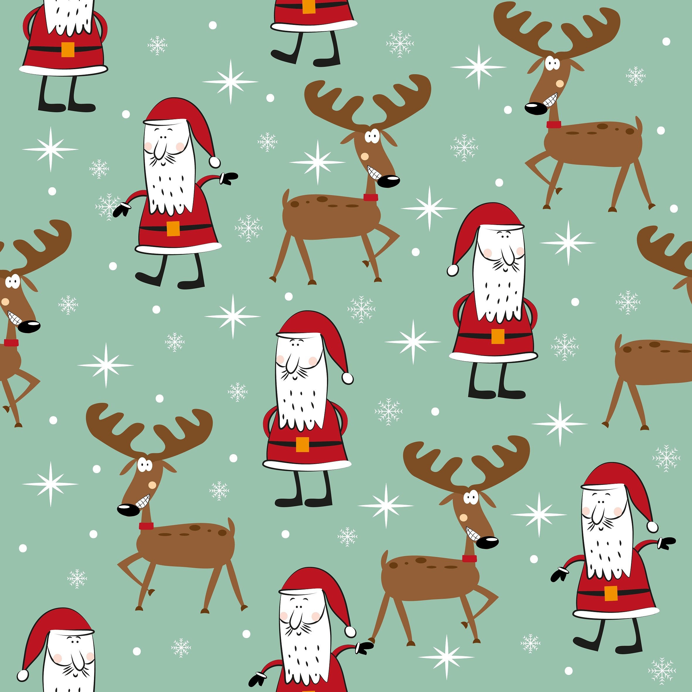 Seamless pattern for Christmas - Cute reindeer and Santa Claus. G