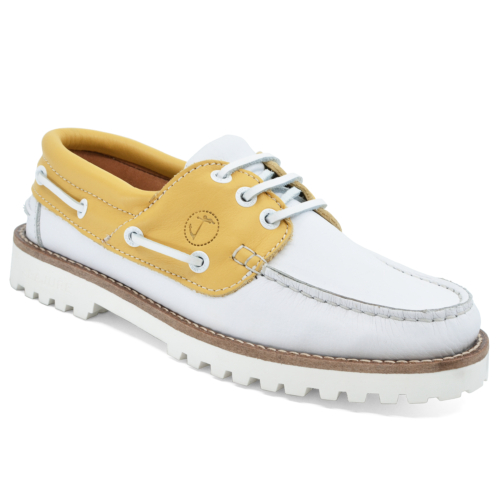 Women’s Boat Shoes Seajure Quirimbas Leather Yellow and White