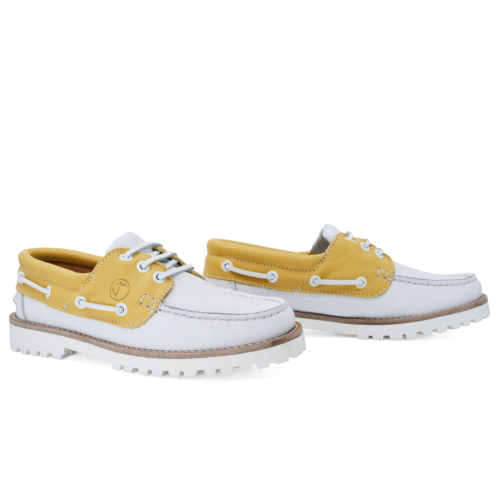 Women’s Boat Shoes Seajure Quirimbas Leather Yellow and White