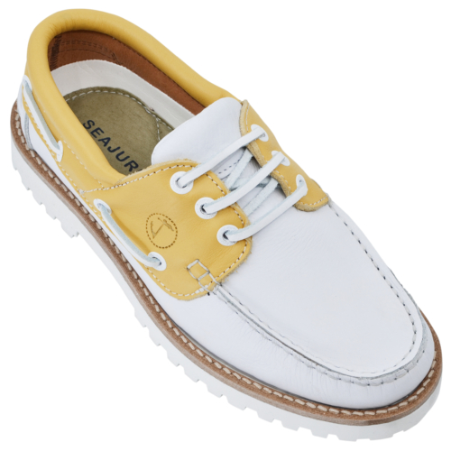 Women’s Boat Shoes Seajure Quirimbas Leather Yellow and White