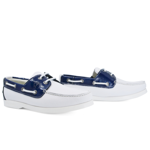 Women’s Boat Shoes Seajure Ffryes Leather Navy Blue and White
