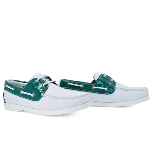 Women’s Boat Shoes Seajure Gidaki Leather Green and White