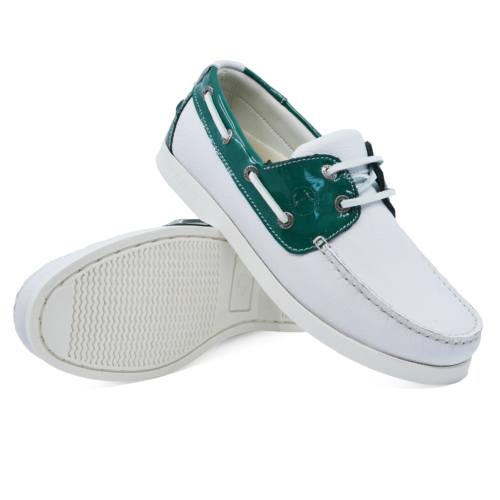 Women’s Boat Shoes Seajure Gidaki Leather Green and White