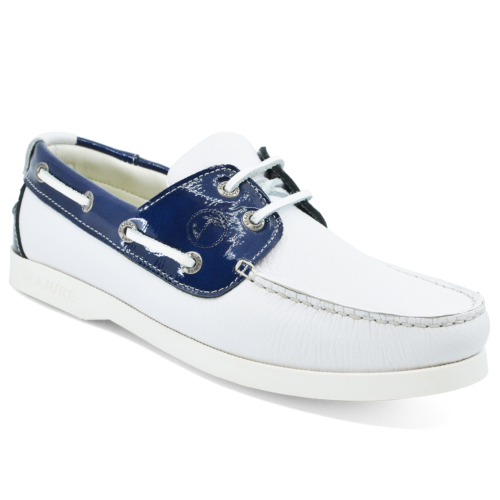 Women’s Boat Shoes Seajure Ffryes Leather Navy Blue and White
