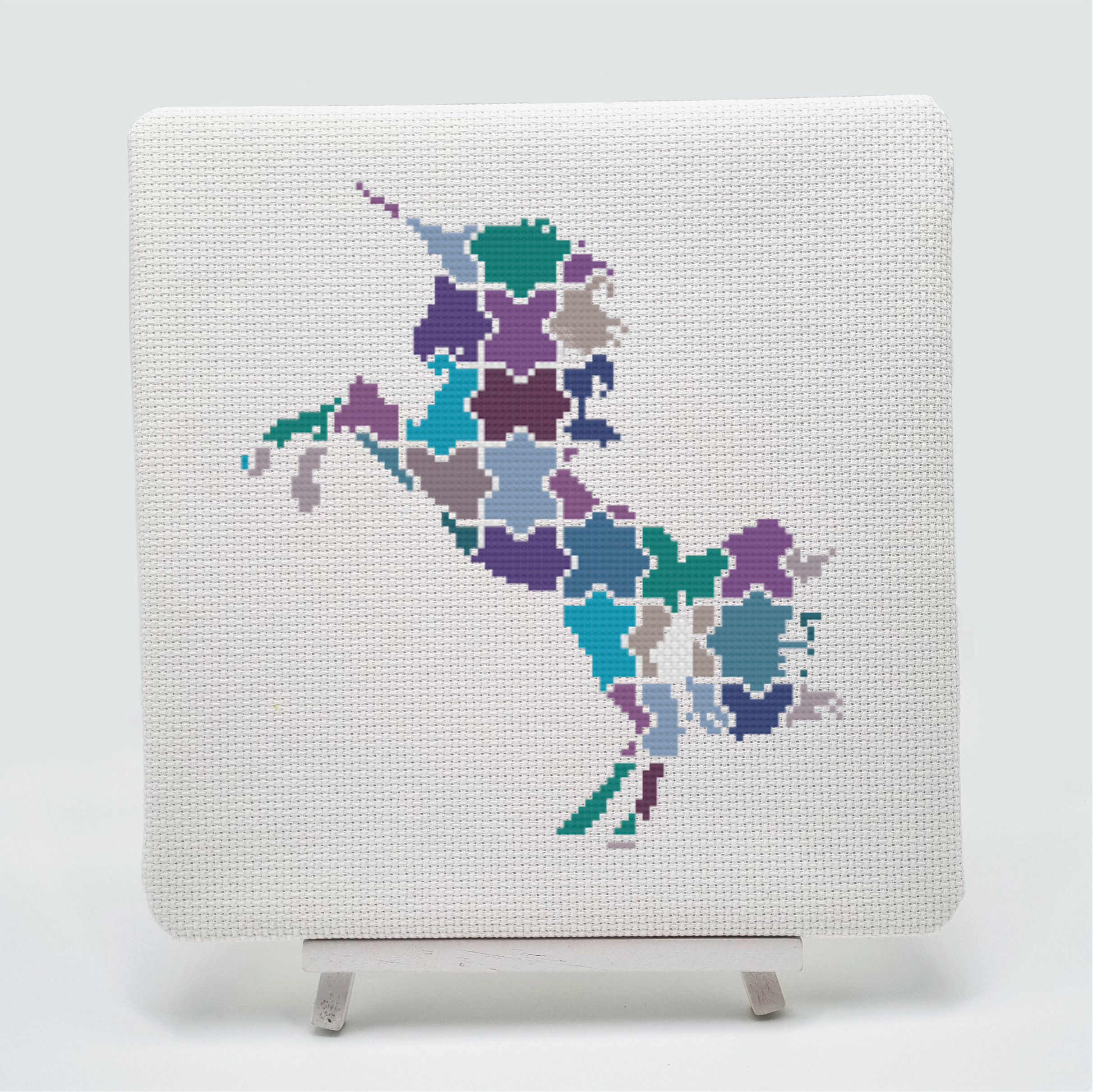 Jigsaw Unicorn Cross Stitch Kit for Beginners Modern Geometric Fantasy Animal Horse Nursery Embroidery Craft Sewing Kit for Adults