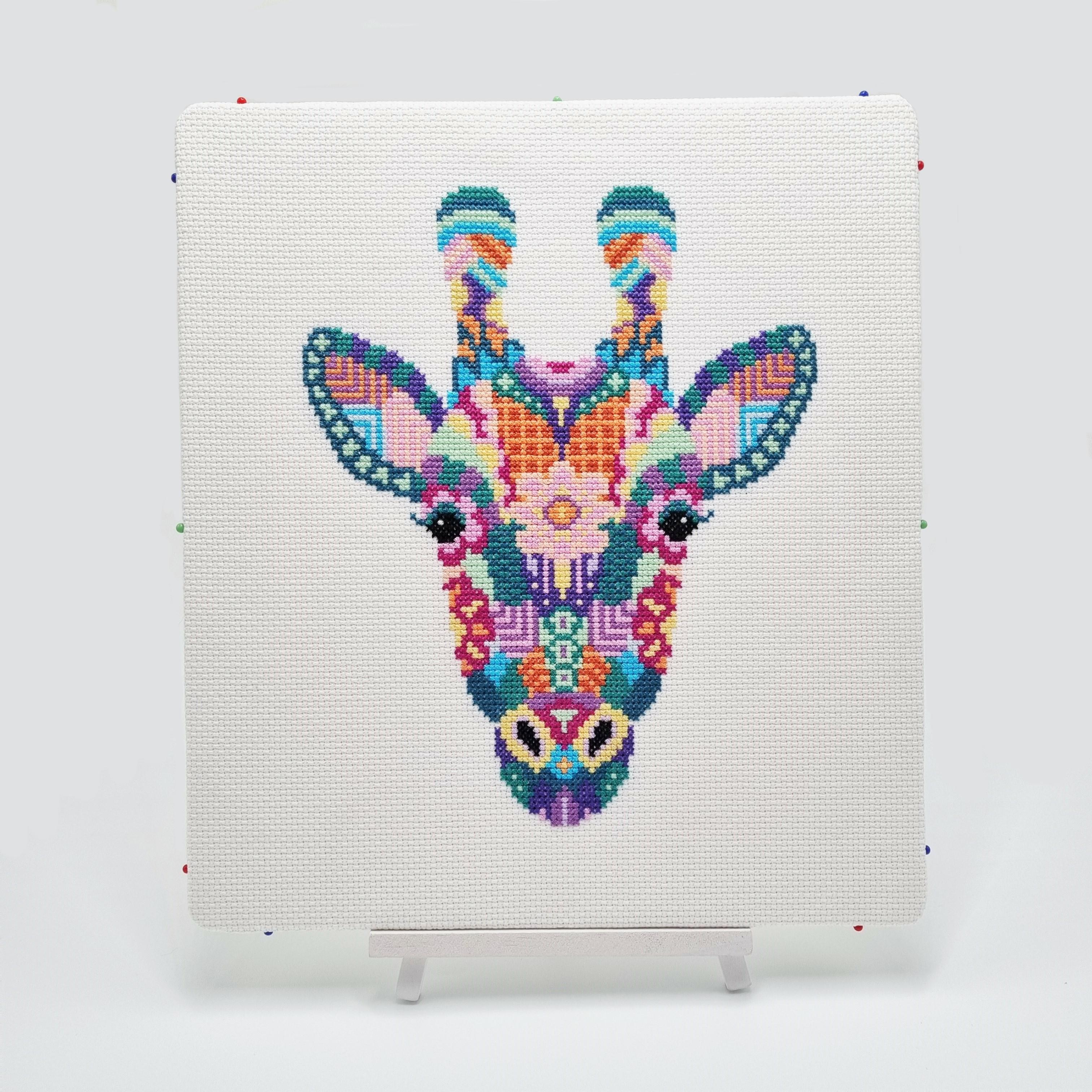 Mandala Giraffe Cross Stitch Kit for Beginners Meloca Designs Modern Geometric Safari Animal Nursery Embroidery Needlework Craft Sewing Kit for Adults