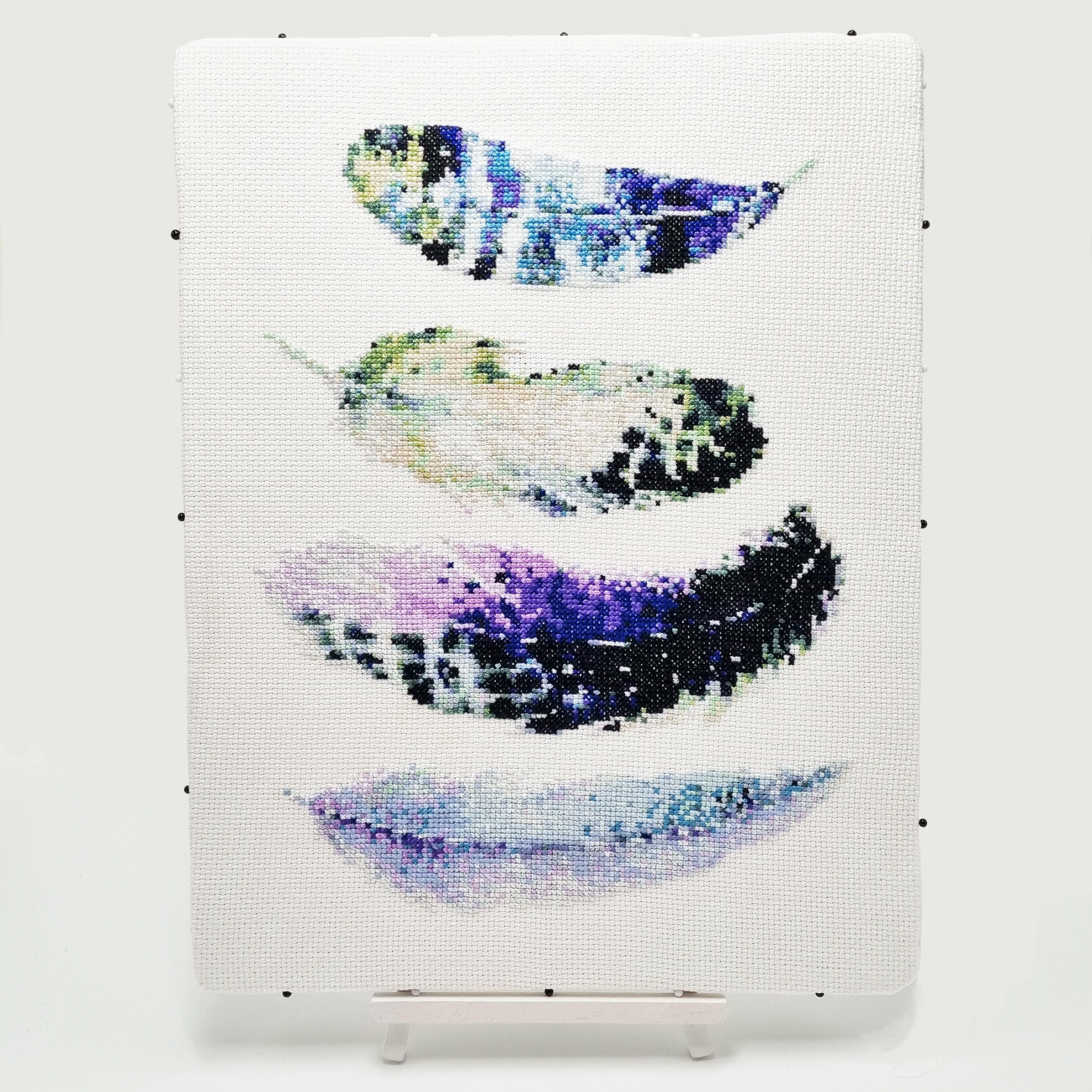 Boho Feathers Cross Stitch Kit for Beginners Meloca Designs Modern Fun Bird Animal Nursery Tribal Whimsical Baby Embroidery Needlework Craft Sewing Kit for Adults