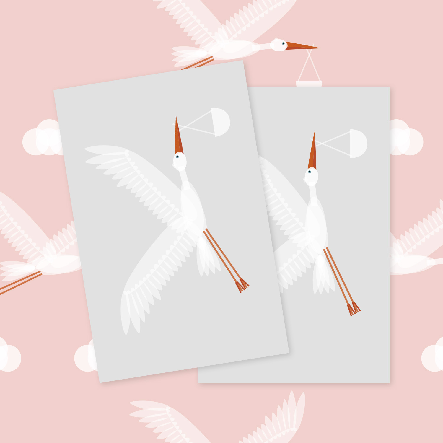 pink-stork-gift-wrap-tags Pink stork new baby wrapping paper