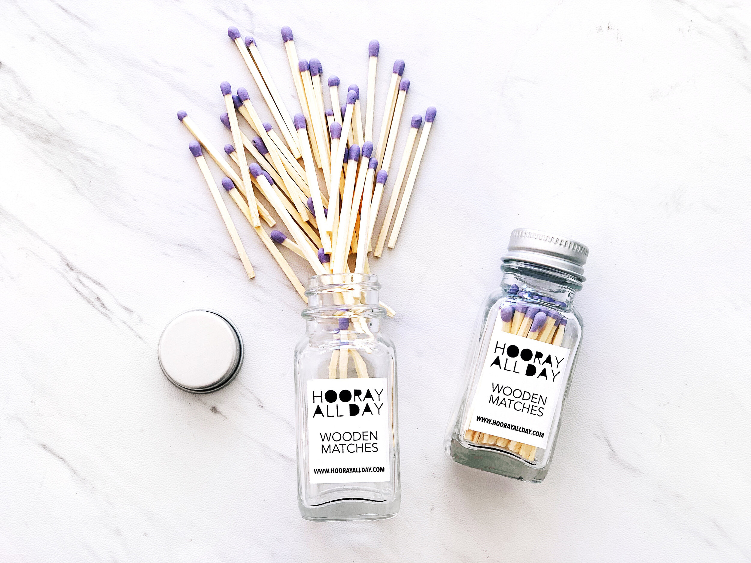 Colorful Wooden Matches in Little Glass Bottle Royal Blue