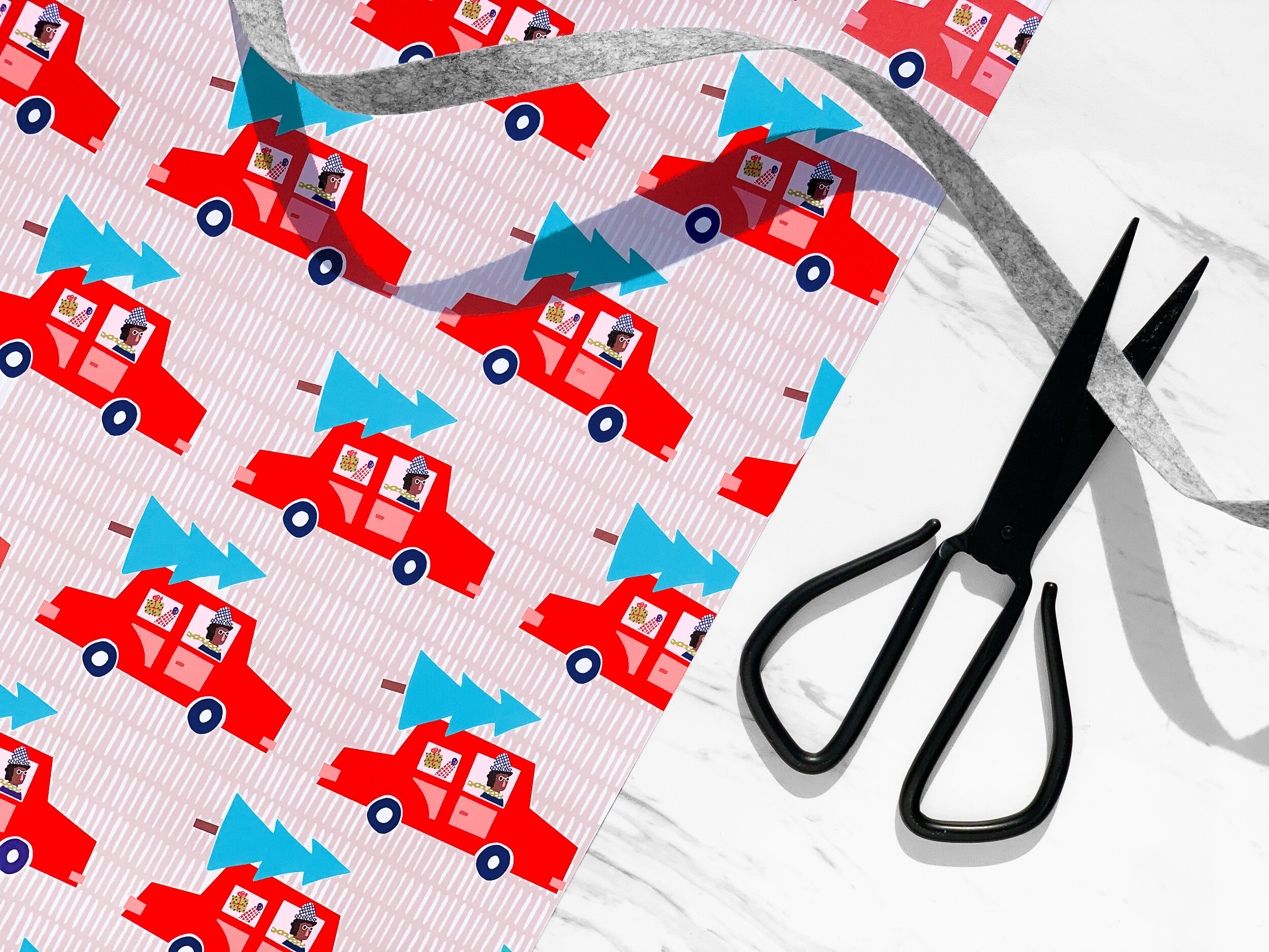 Christmas Cars Gift Wrap Sheet