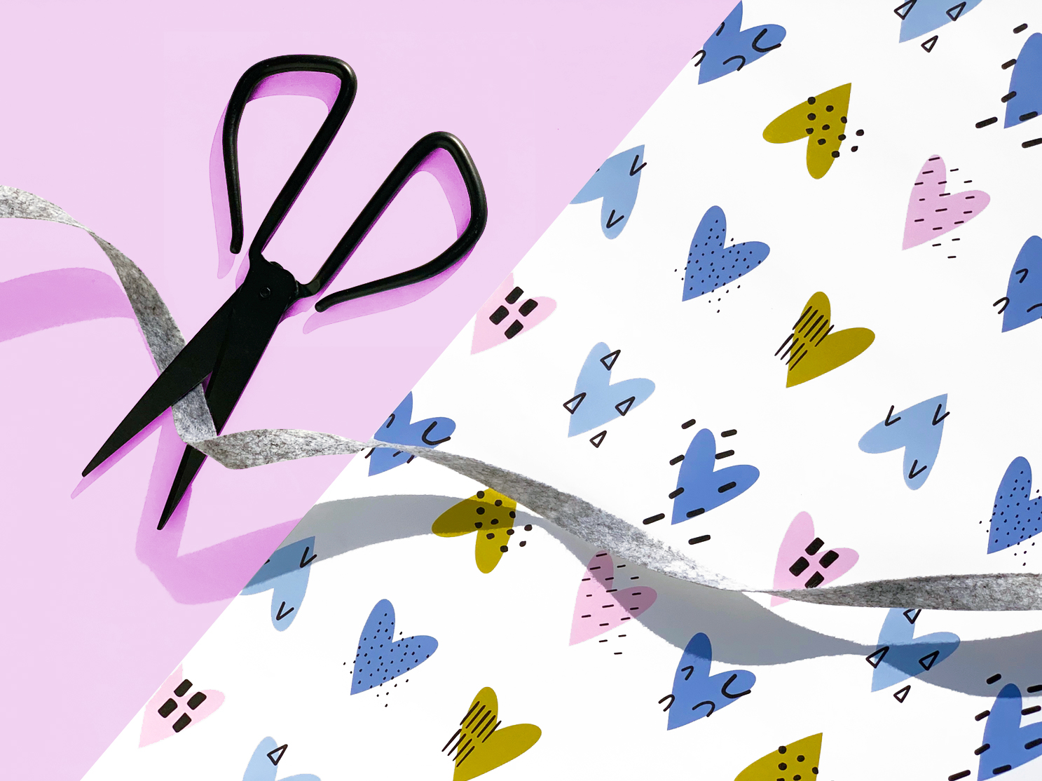 Geometric Hearts Wrapping Paper Sheet