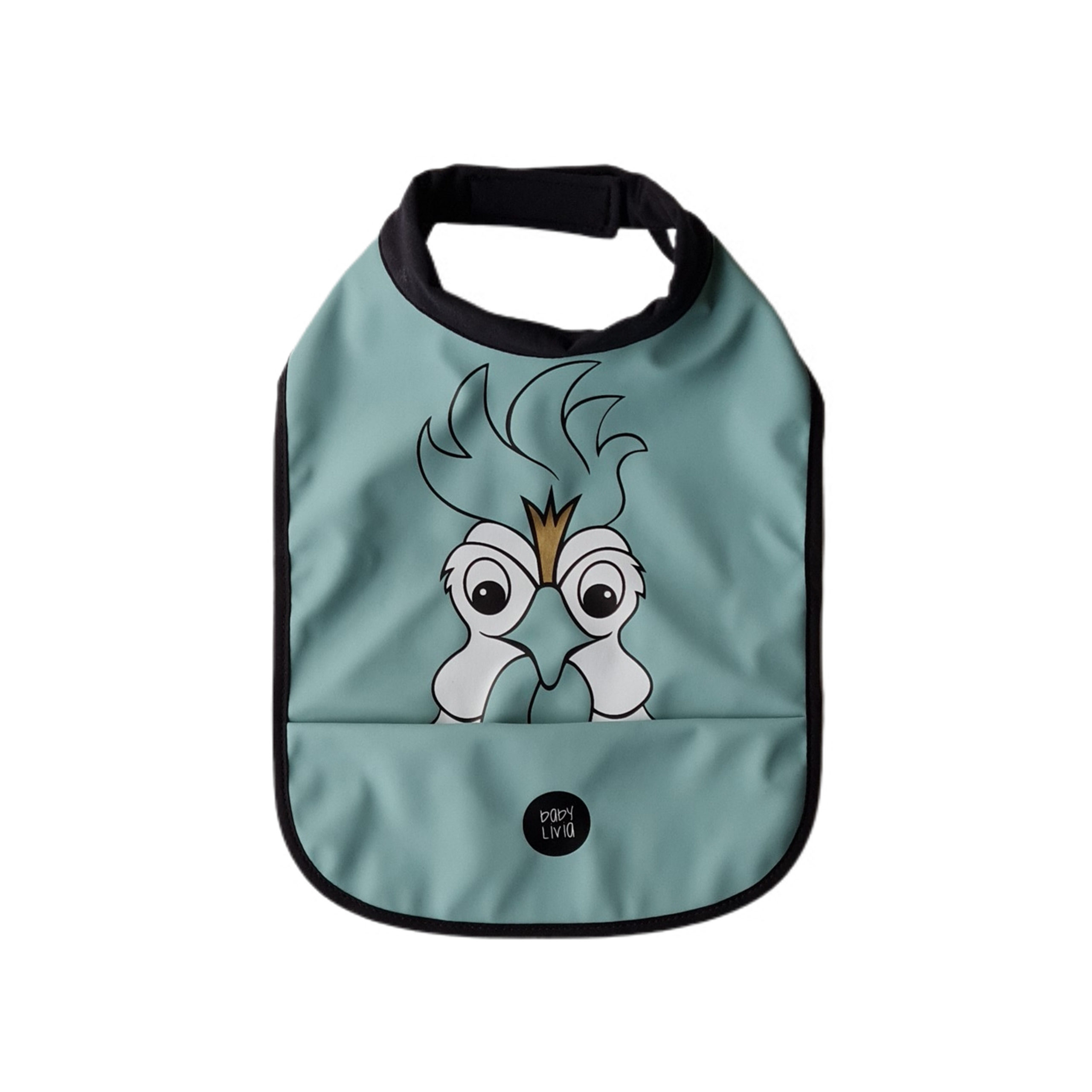 HIGH NECK BIB - HANS THE ROOSTER BLUE SURF