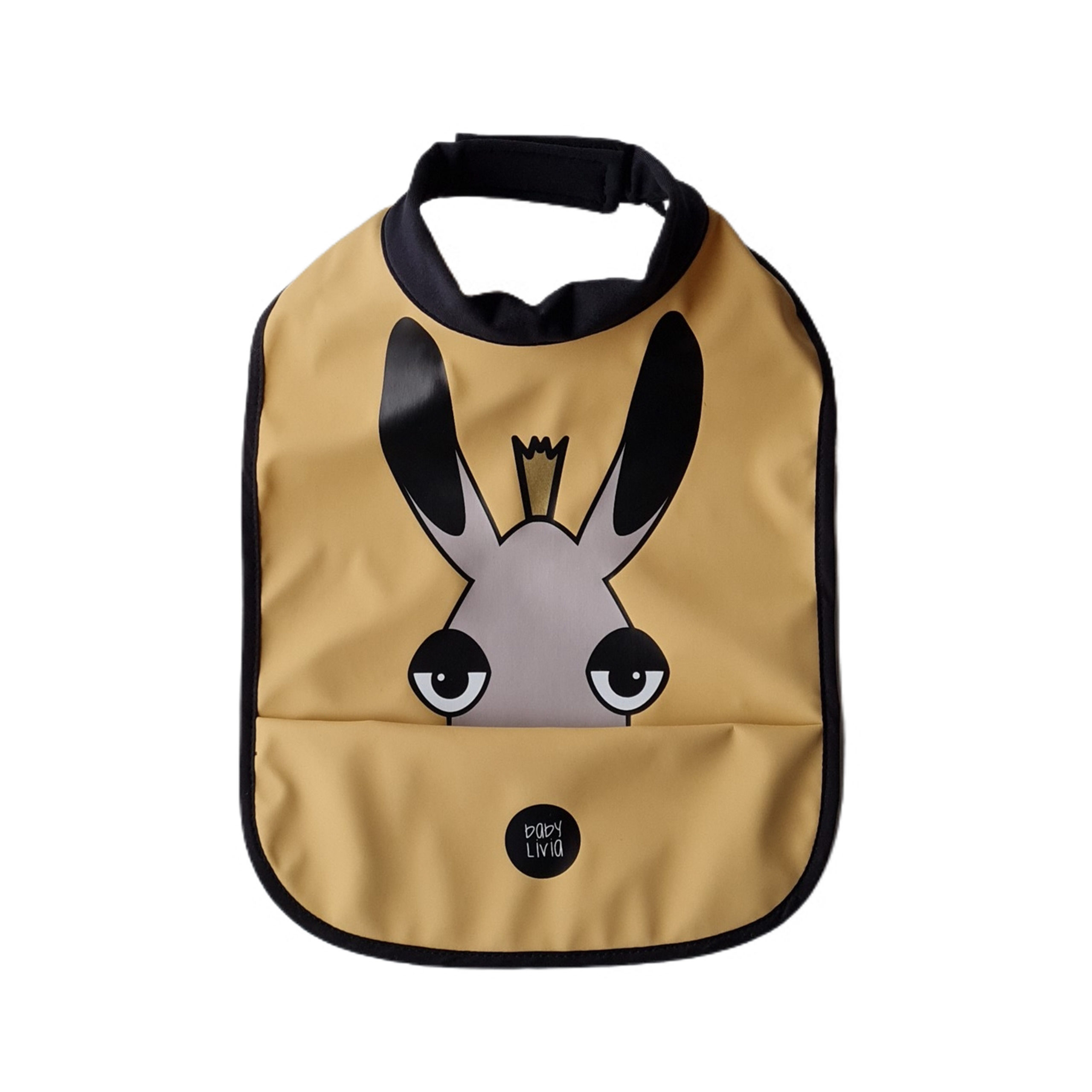 HIGH NECK BIB - ELVIS THE MOOSE NEW WHEAT