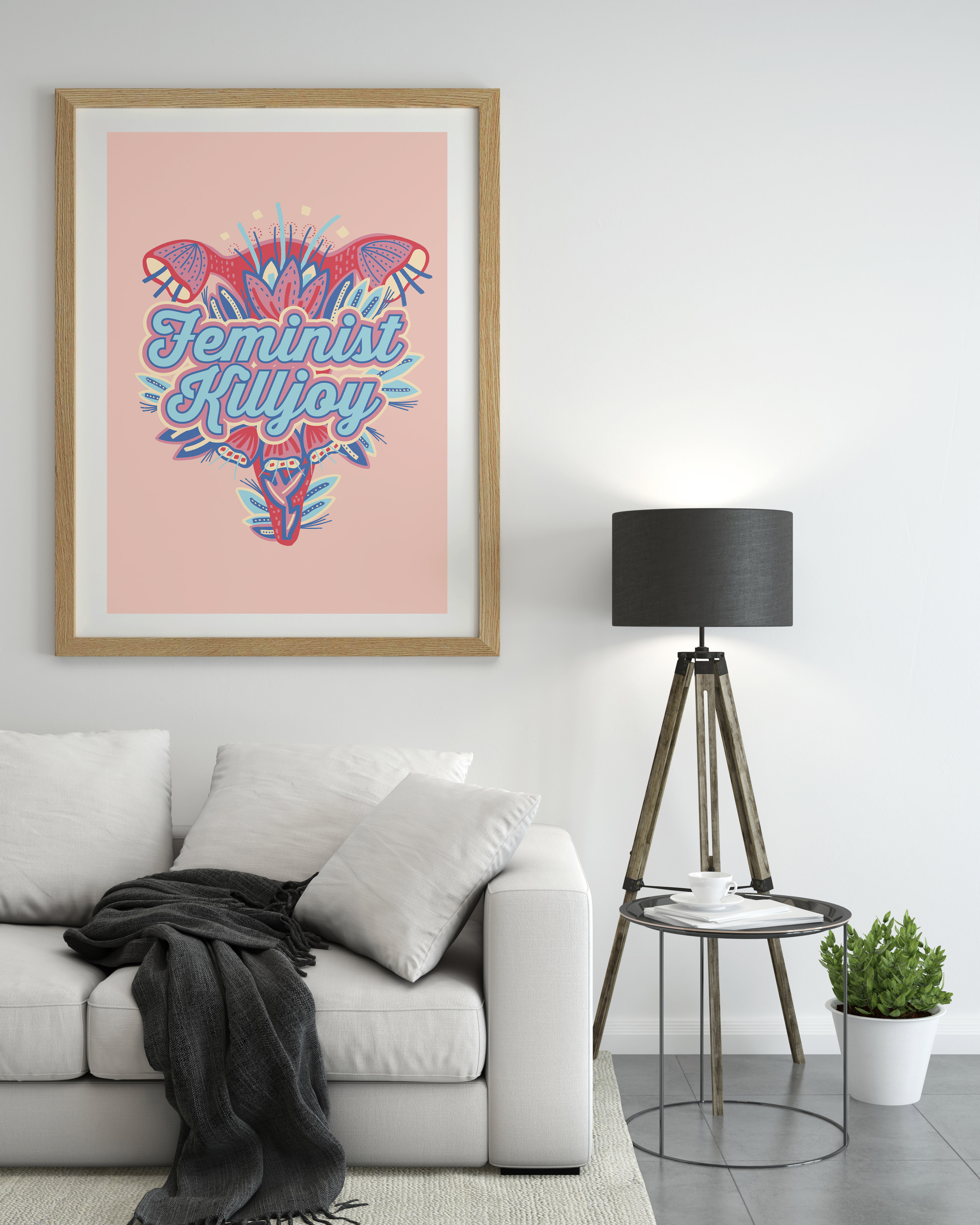 Poster Frame in living room Psd Mockup