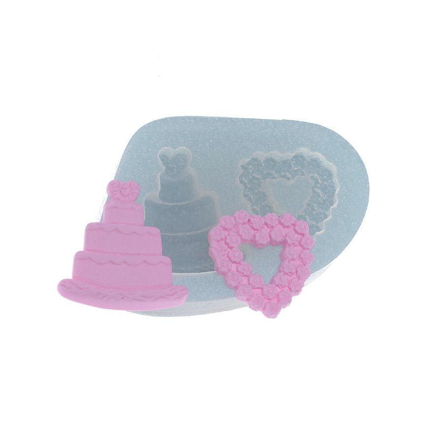 Wedding Cake + Heart of Flowers Silicone Mold