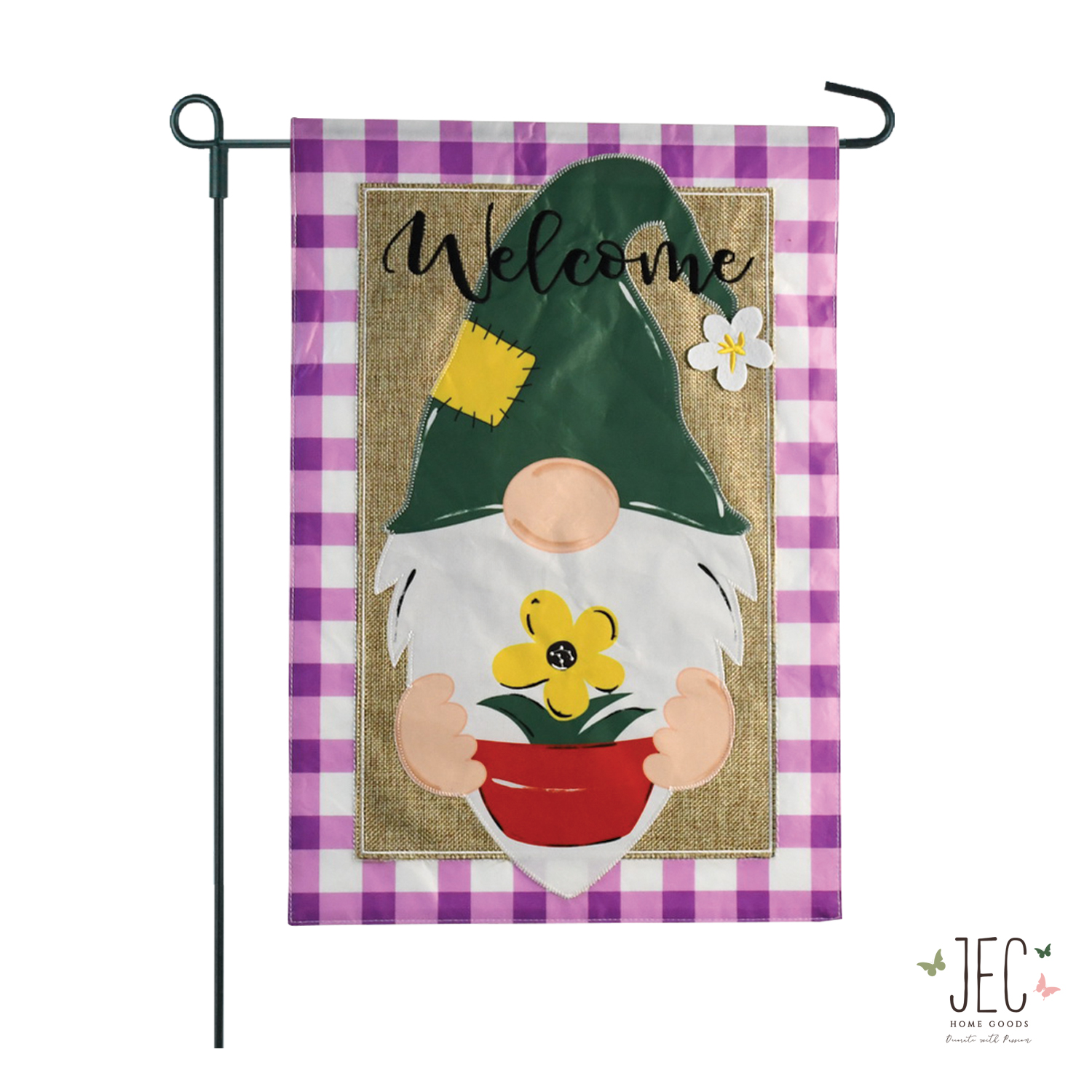 Welcome Gnome Garden Flag