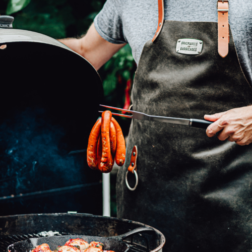 vintage leather bbq apron