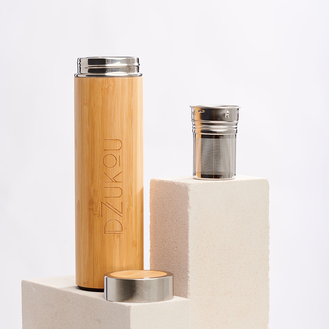 bamboo-thermosfles-met thee-infuser
