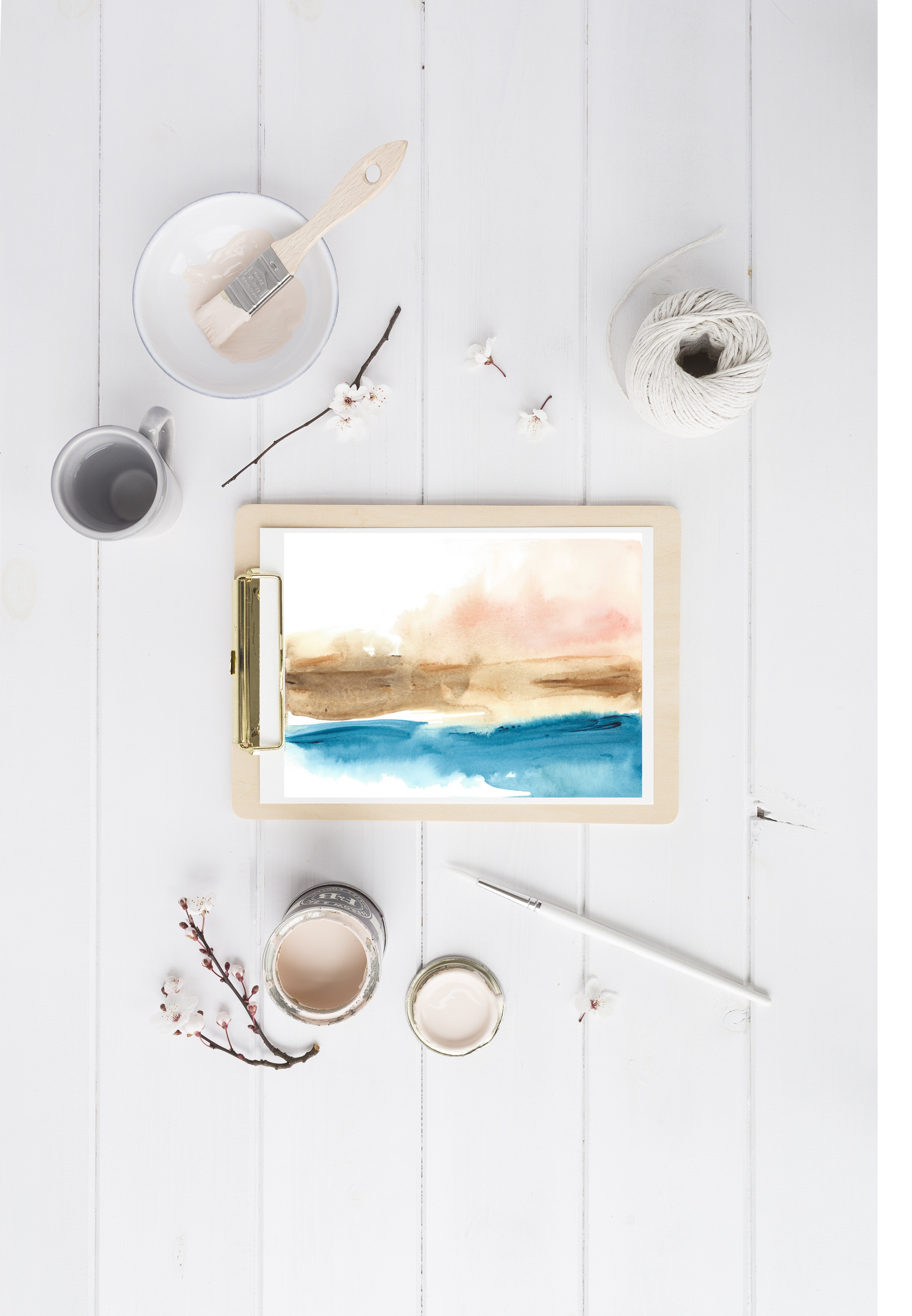 Abstract Minimalist Coastal Seascape Print Flatlay