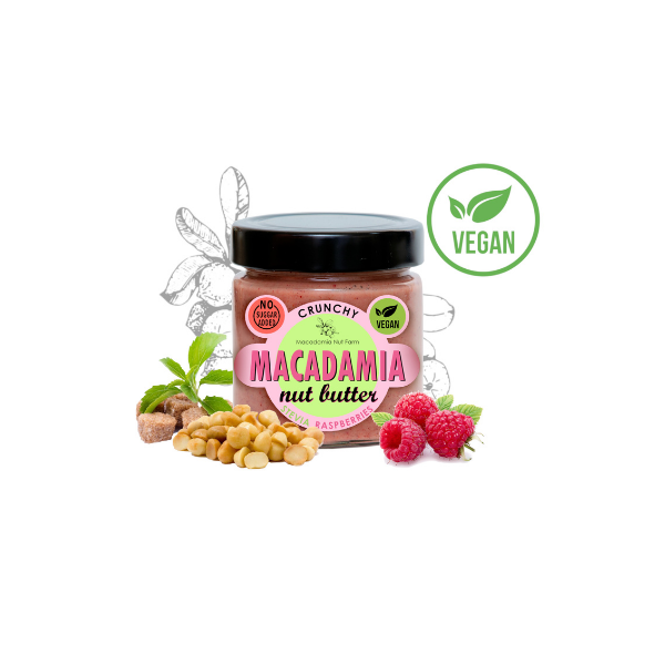 macadamia nut butter raspberry and stevia cruncy 180g