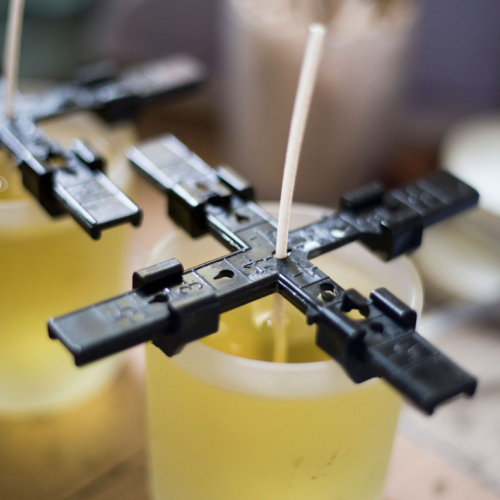 Handmade vegan soy wax candle making process