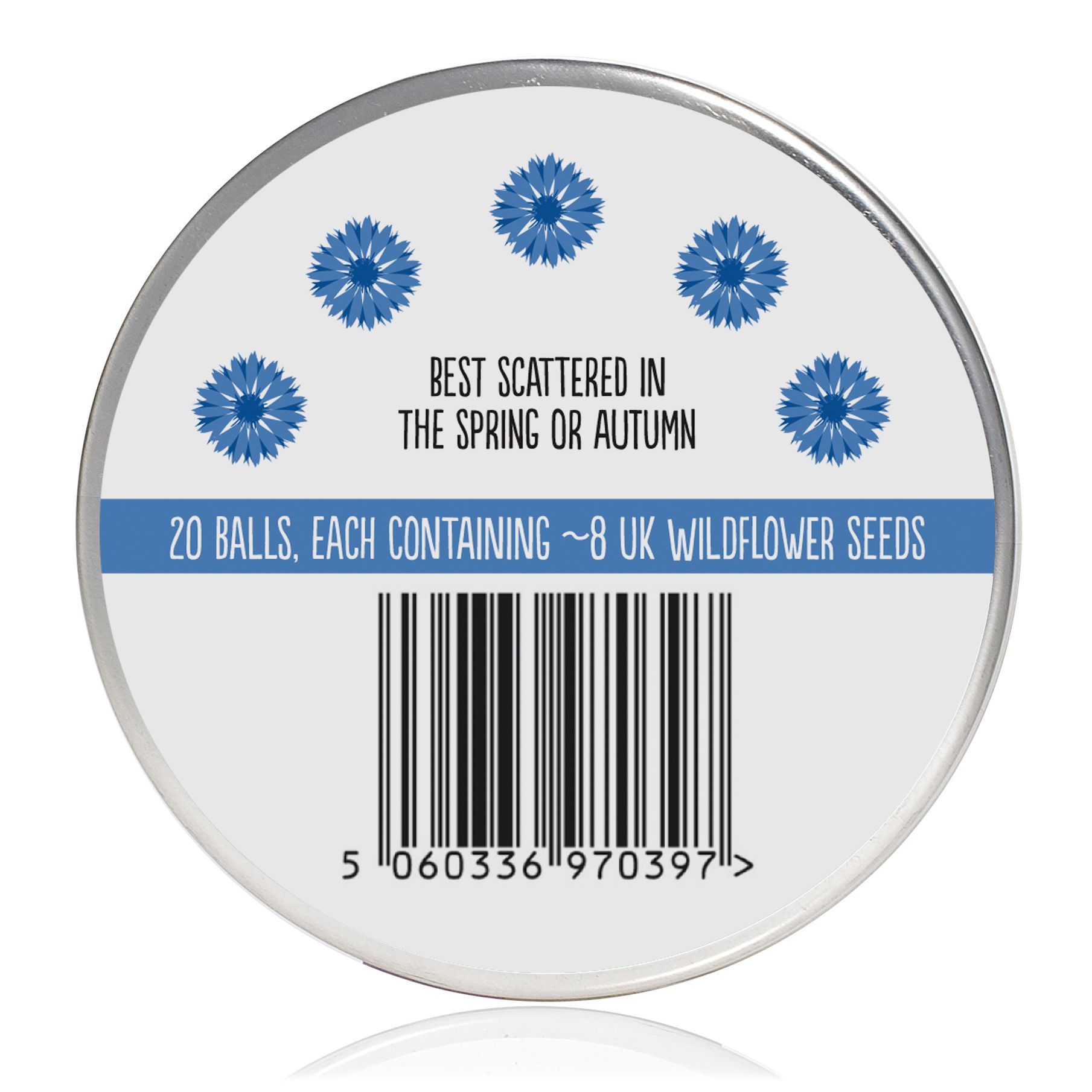 Cornflower back of tin