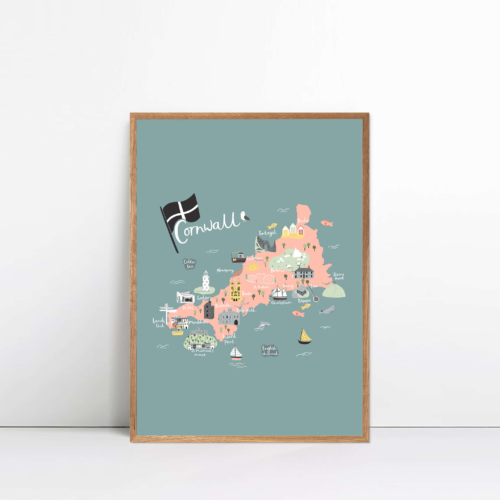 Cornwall Map Print by Abbie Imagine