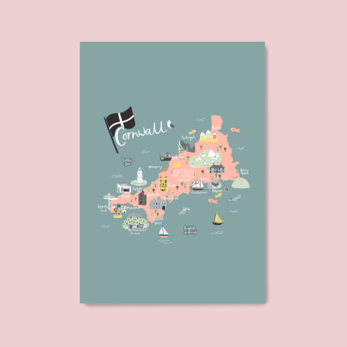 Cornwall Map Print by Abbie Imagine