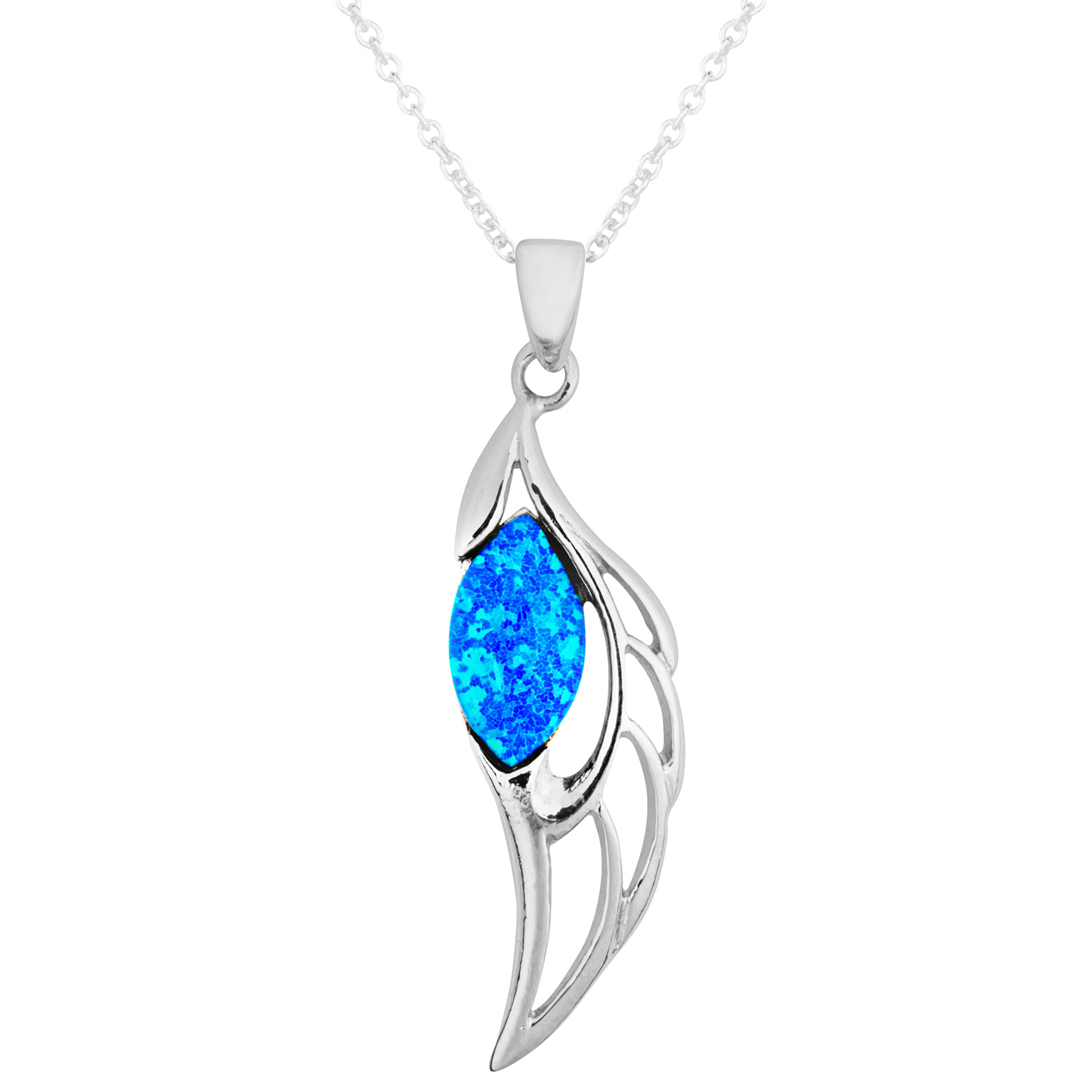 Absolutely Stunning Blue Opal Angel Wing Necklace Absolutely Stunning Blue Opal Angel Wing Necklace