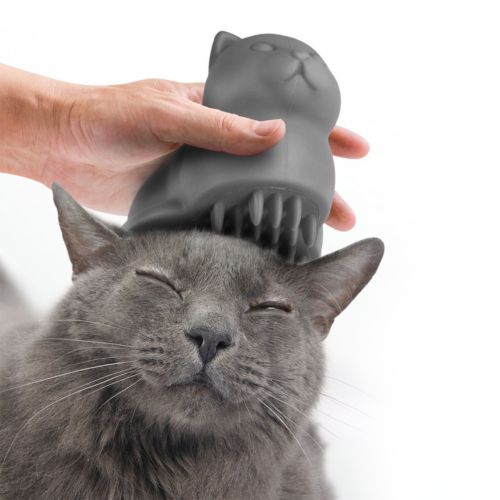 Cat Shaped Meow Pet Grooming Brush (Grey)