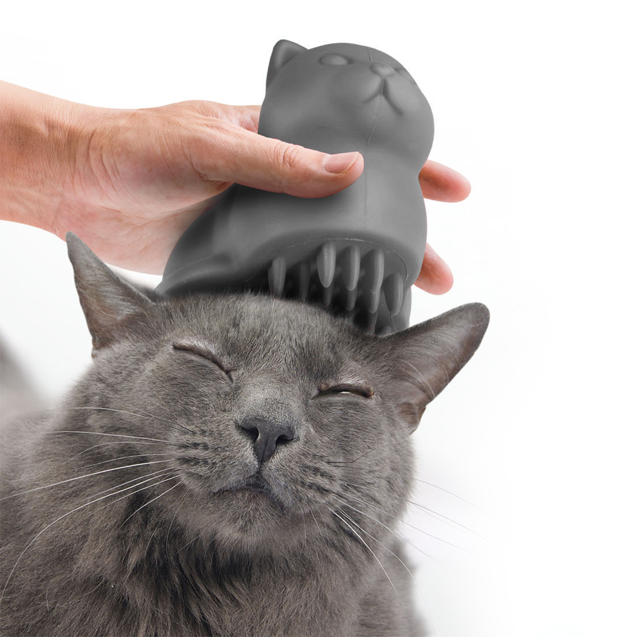 Meow-Pet-Brush-(Grey)-6 Cat Shaped Meow Pet Grooming Brush (Grey)
