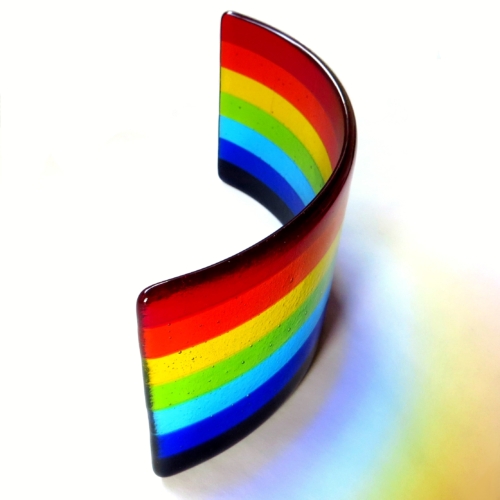 Large fused glass rainbow curve