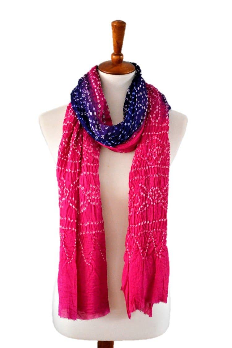 Tie-dye designer fashion Silk Scarves - ROYAL PINK & PURPLE 1 Tie-dye designer fashion Silk Scarves - ROYAL PINK & PURPLE